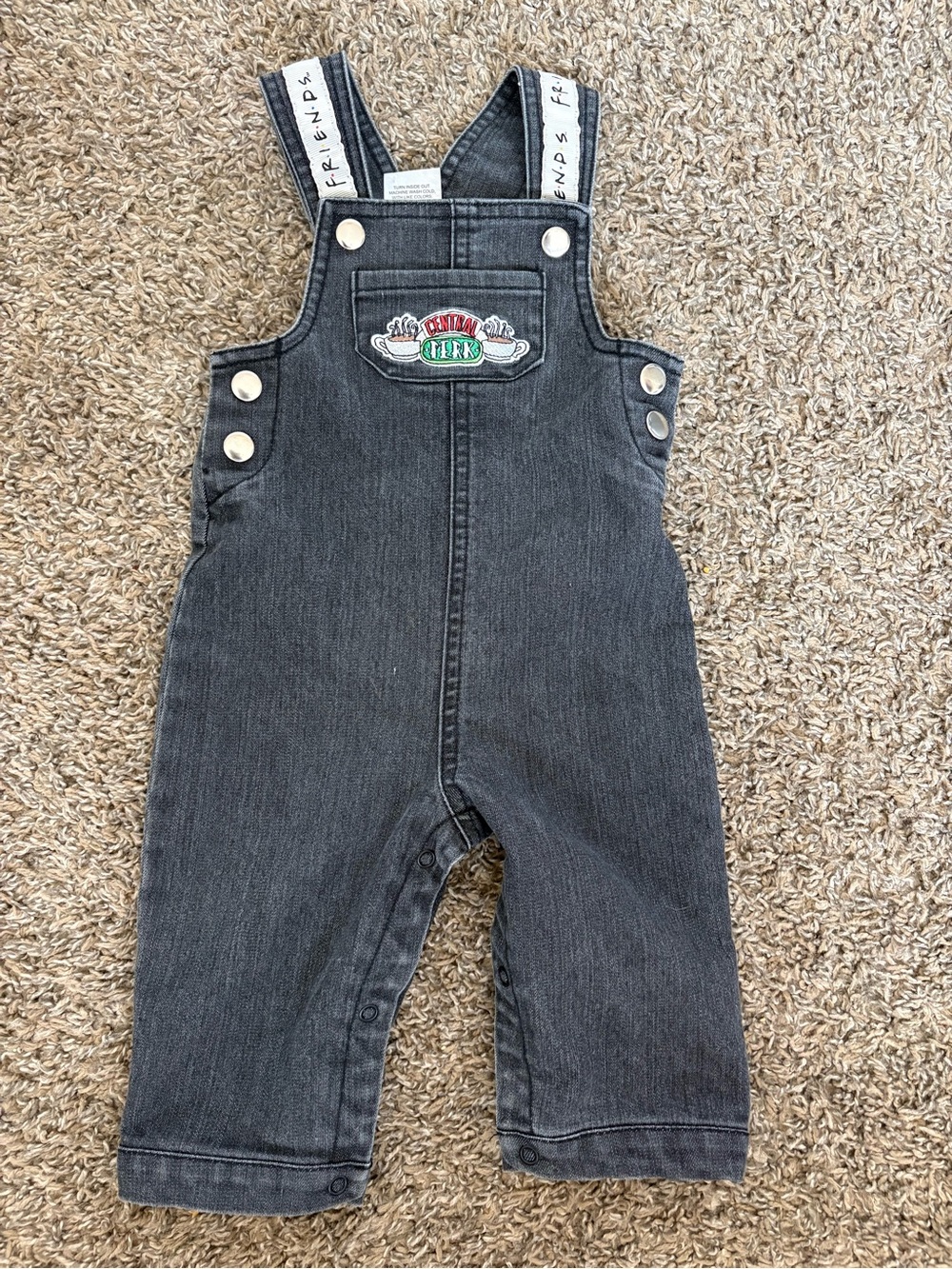Central Perk F.R.I.E.N.D.S. Black Bib-Overalls w/snaps 9 Months
